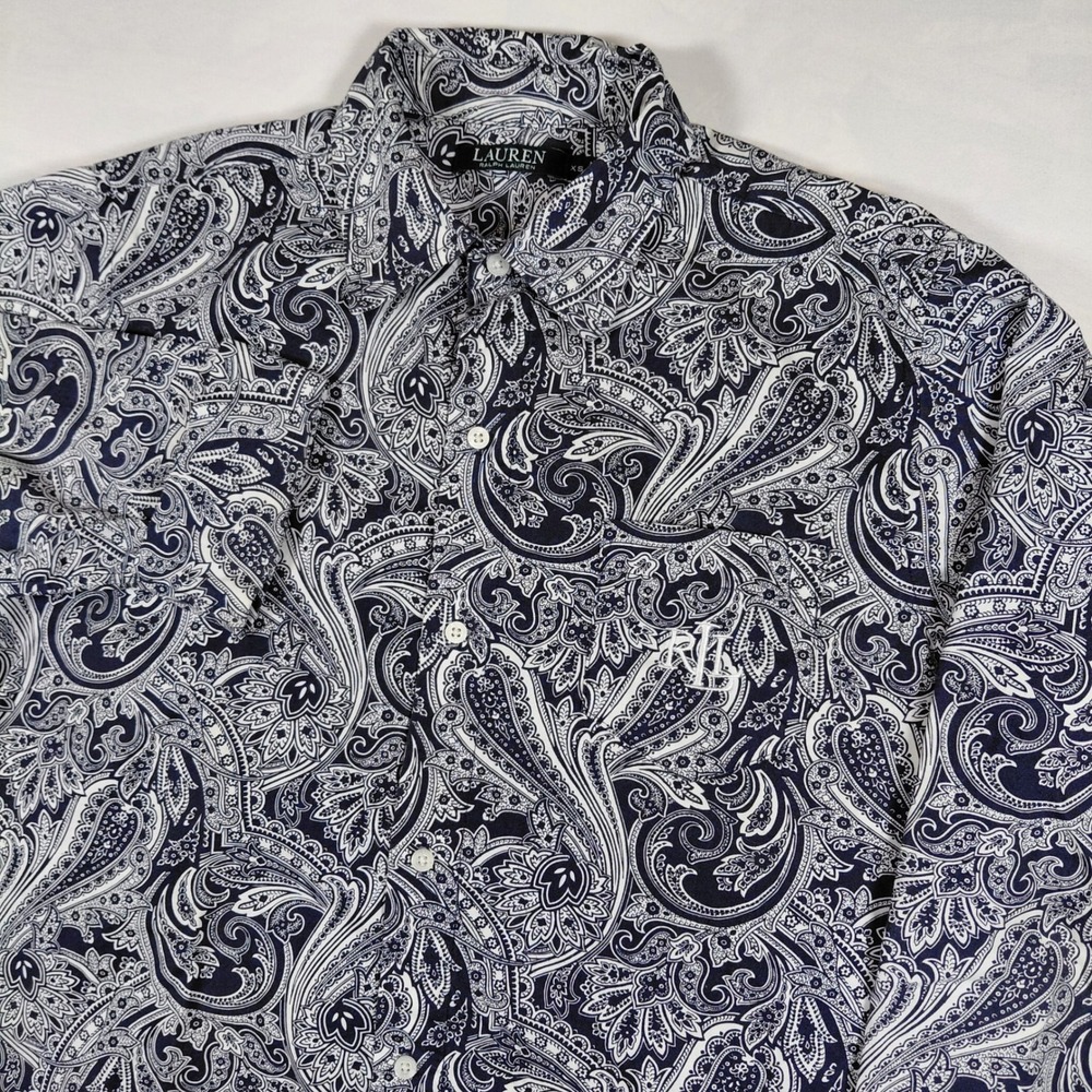 Lauren Ralph Lauren Womens Paisley Print Button Down‎ Shirt Long Sleeve XS